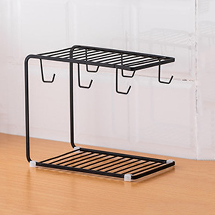 Coffee Cup Cup Holder Wrought Iron Drain Cup Holder Household Cup Storage Rack Upside Down Drain Cup Holder, Color:Black