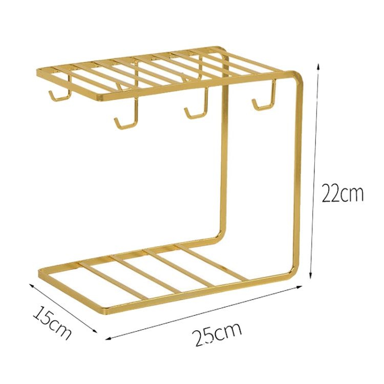 Coffee Cup Cup Holder Wrought Iron Drain Cup Holder Household Cup Storage Rack Upside Down Drain Cup Holder, Color:Black