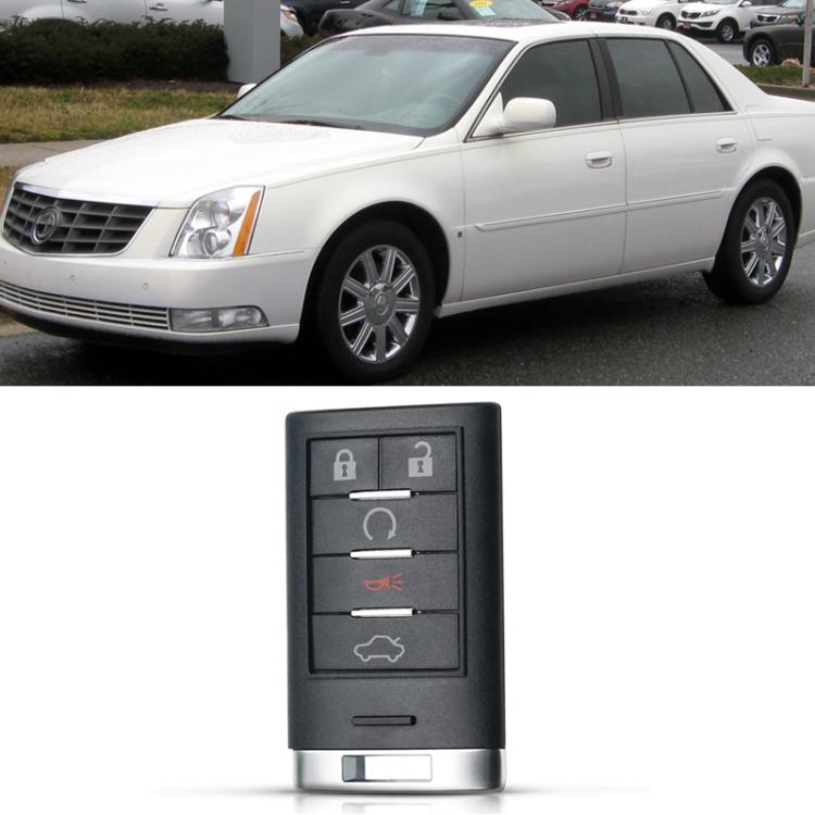 For Cadillac Car Remote Key Fob Case With Blank Key Blade - 5 Buttons