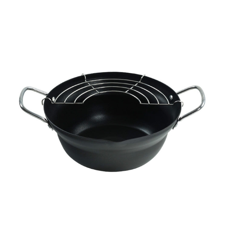 20cm Household Stainless Steel Fryer Thickened Non-Stick Pan Pot with Oil Filter Rack