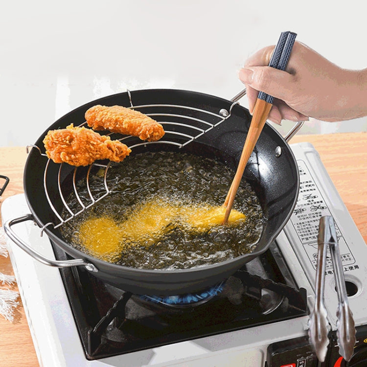 24cm Household Stainless Steel Fryer Thickened Non-Stick Pan Pot with Oil Filter Rack