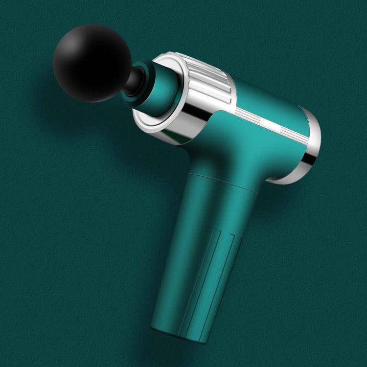 USB Rechargeable Fascia Gun Muscle Massager 30 Levels Adjustable With 4 Massage Heads(Dark Green)
