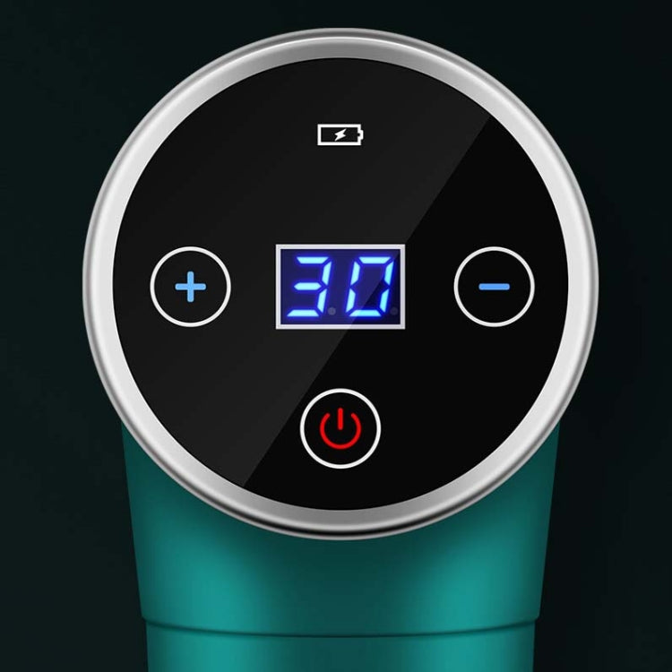 USB Rechargeable Fascia Gun Muscle Massager 30 Levels Adjustable With 4 Massage Heads(Dark Green)