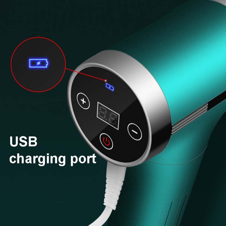 USB Rechargeable Fascia Gun Muscle Massager 30 Levels Adjustable With 4 Massage Heads(Dark Green)