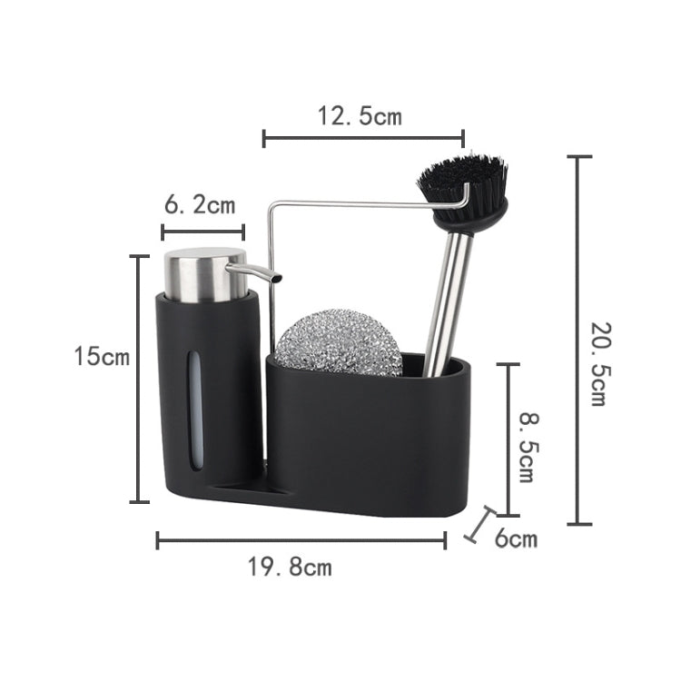 Soap Dispenser Kitchen Sink Steel Wire Ball Pot Brush Rag Storage Rack Set