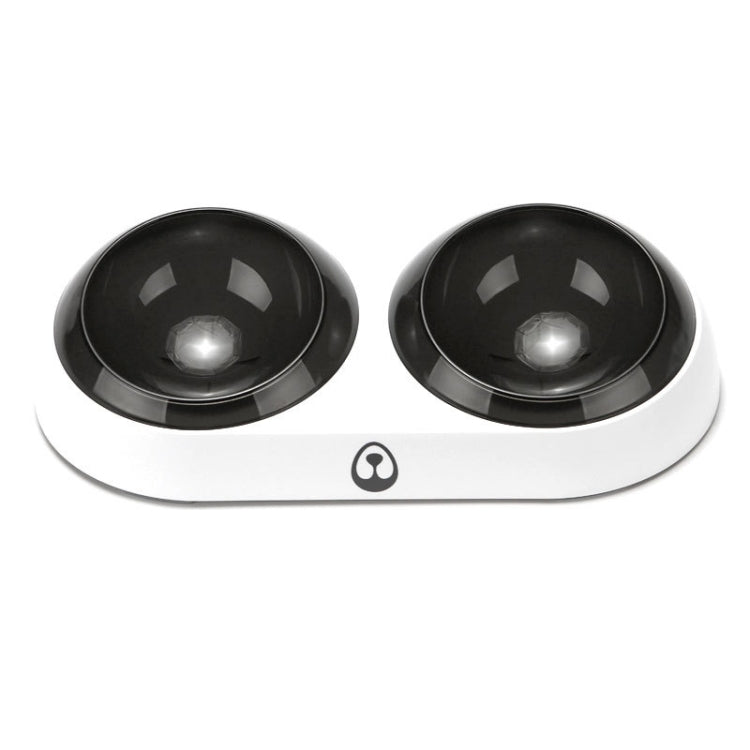 Cat Dog Bowl Non-Slip Pet Bowl Protection Spine Pet Bowl, Specification: Double Bowl(Black White)