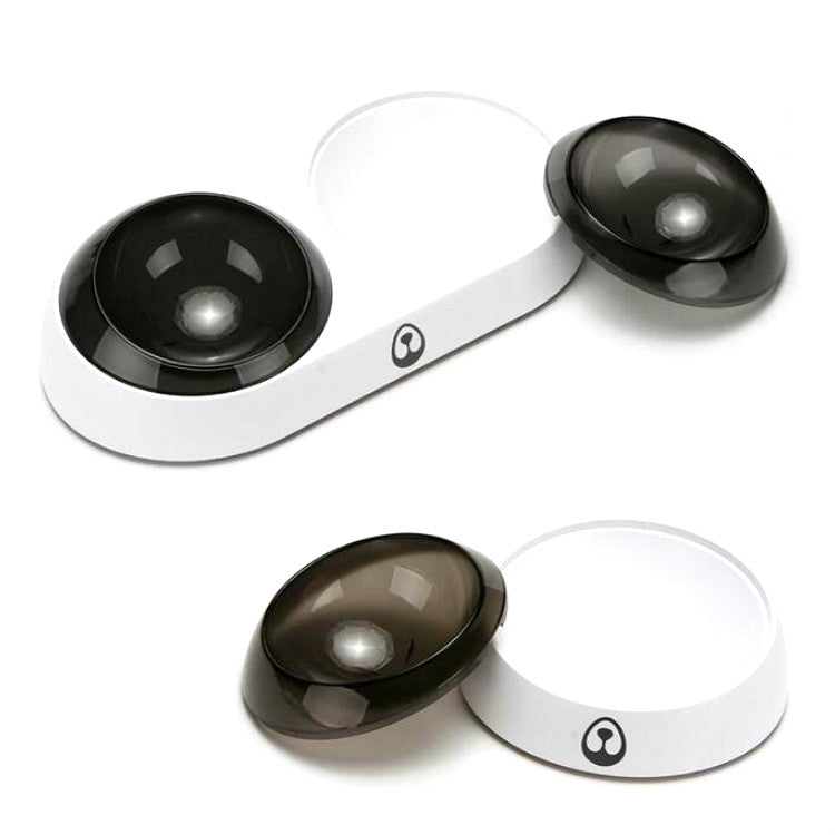Cat Dog Bowl Non-Slip Pet Bowl Protection Spine Pet Bowl, Specification: Double Bowl(Black White)