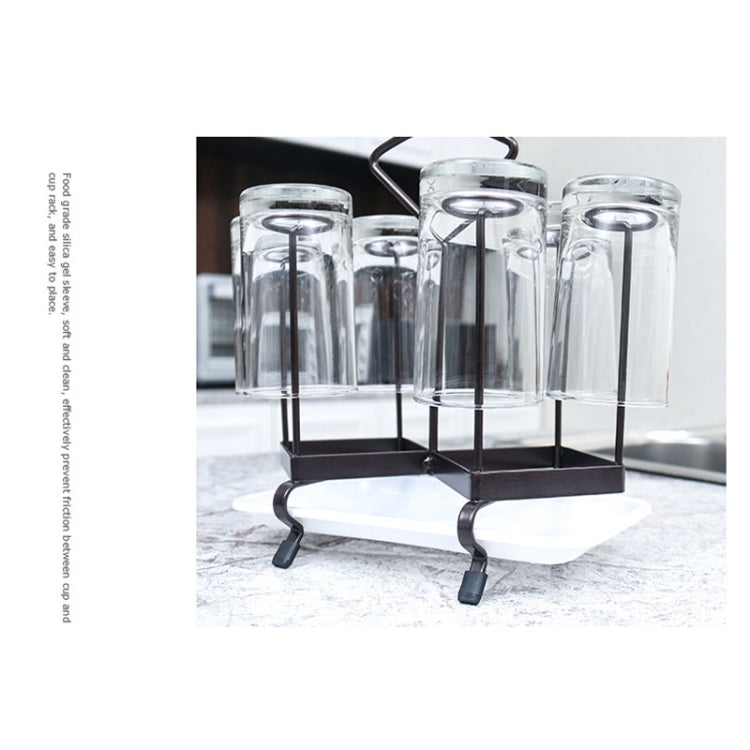 2 PCS Wrought Iron Cup Rack With Handle Cup Holder With Tray