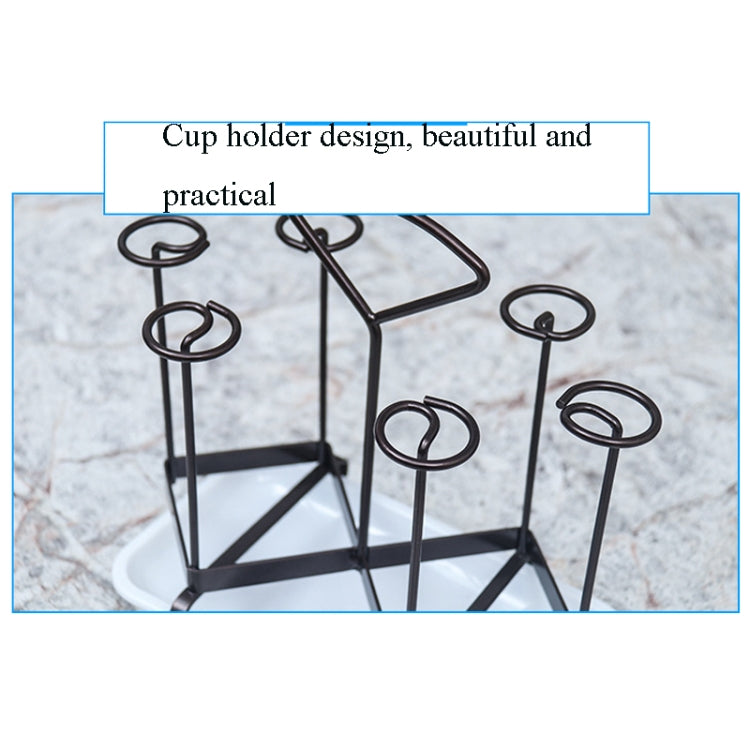 2 PCS Wrought Iron Cup Rack With Handle Cup Holder With Tray