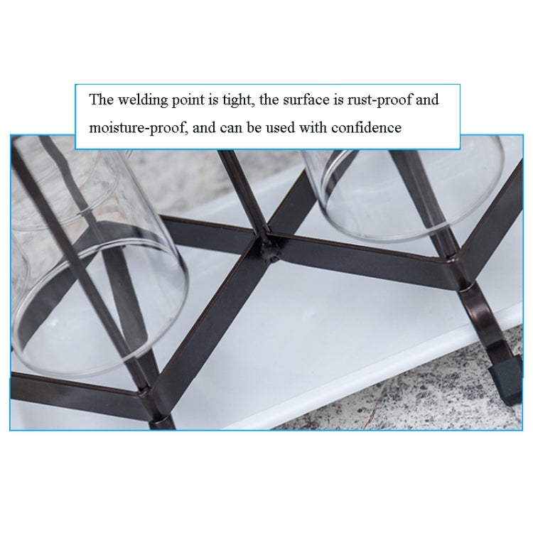 2 PCS Wrought Iron Cup Rack With Handle Cup Holder With Tray