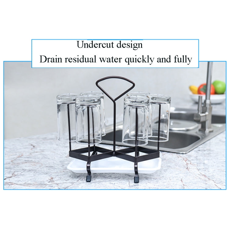 2 PCS Wrought Iron Cup Rack With Handle Cup Holder With Tray