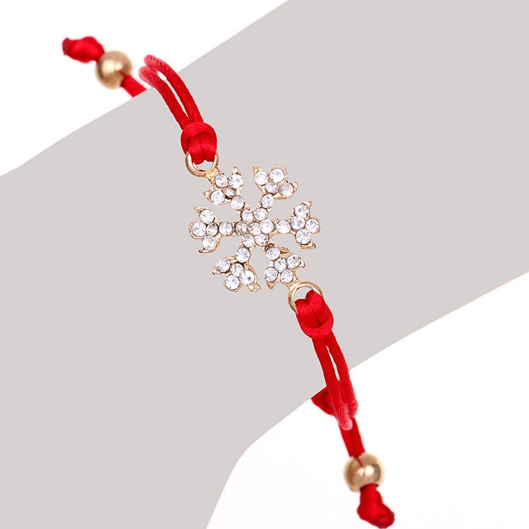 10 PCS Christmas Snowflake Diamond Braided Bracelet Christmas Gift