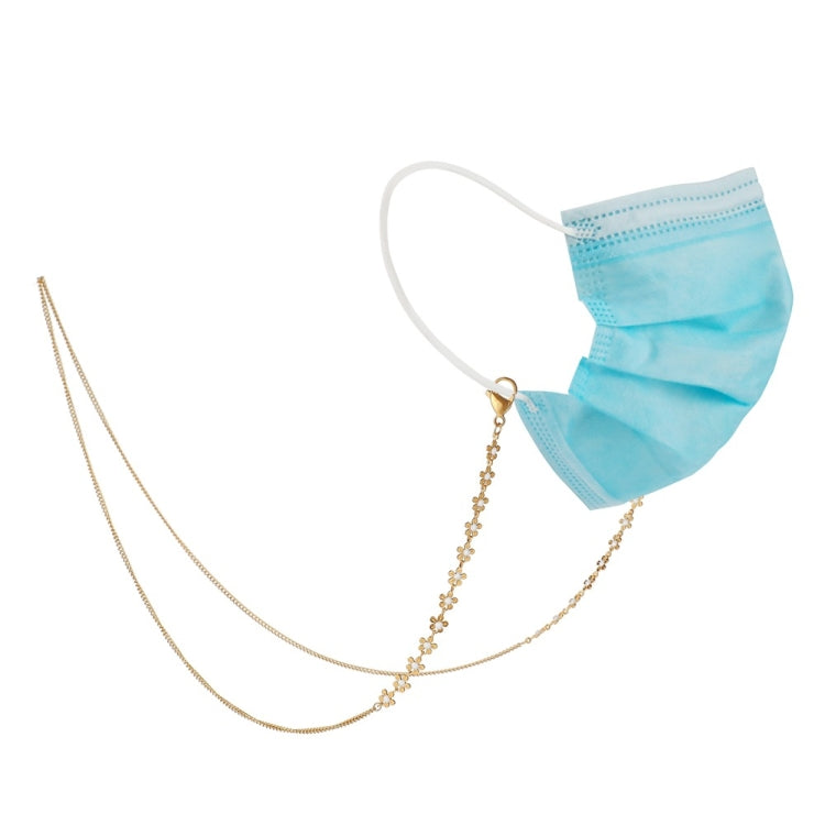 2 PCS Flower Gold-Plated Stainless Steel Hanging Neck Chain Anti-Lost Mask Lanyard