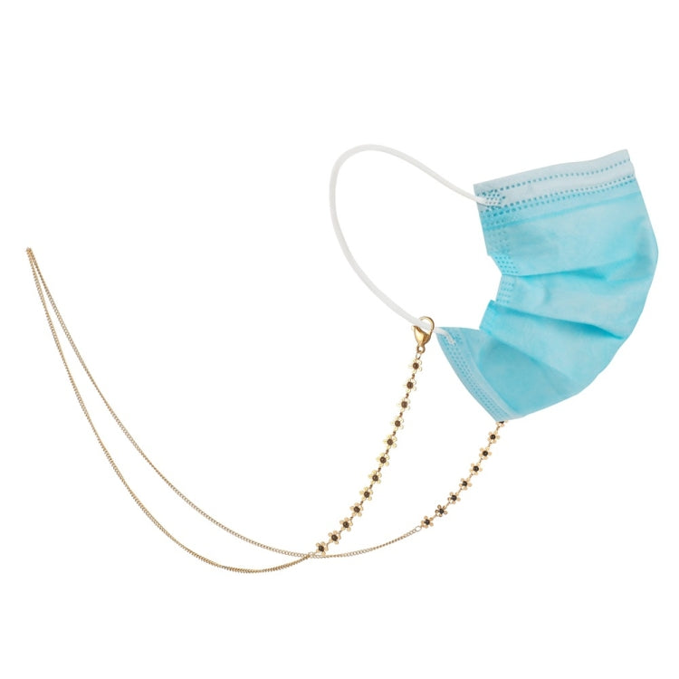 2 PCS Flower Gold-Plated Stainless Steel Hanging Neck Chain Anti-Lost Mask Lanyard