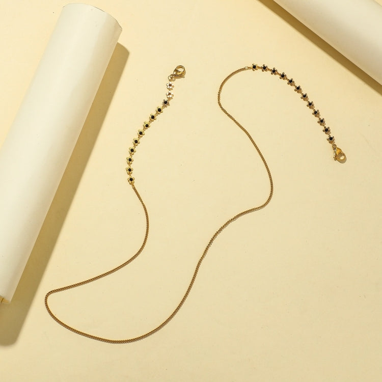 2 PCS Flower Gold-Plated Stainless Steel Hanging Neck Chain Anti-Lost Mask Lanyard