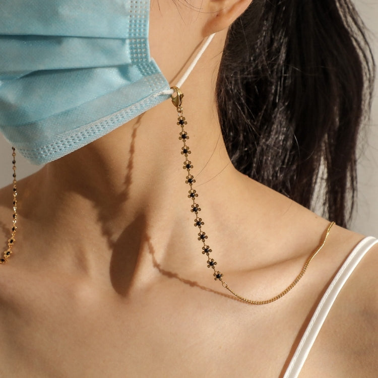 2 PCS Flower Gold-Plated Stainless Steel Hanging Neck Chain Anti-Lost Mask Lanyard