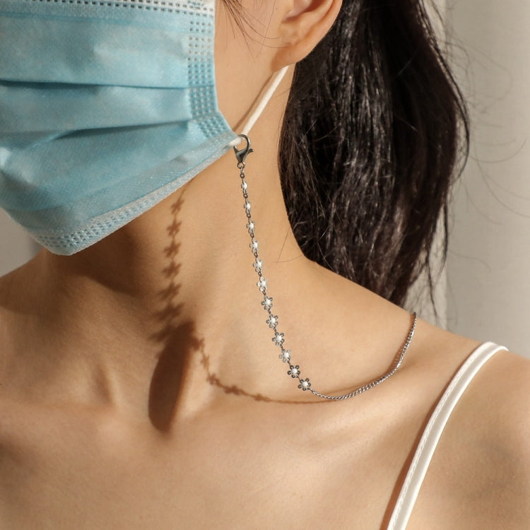 2 PCS Flower Gold-Plated Stainless Steel Hanging Neck Chain Anti-Lost Mask Lanyard