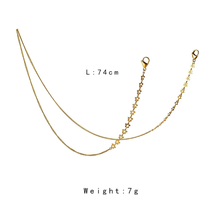 2 PCS Flower Gold-Plated Stainless Steel Hanging Neck Chain Anti-Lost Mask Lanyard