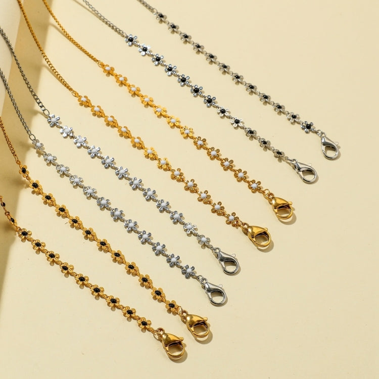 2 PCS Flower Gold-Plated Stainless Steel Hanging Neck Chain Anti-Lost Mask Lanyard