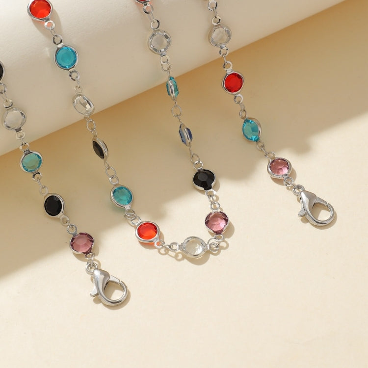 2 PCS Fashion Round Crystal Chain Mask Anti-Lost Lanyard Necklace Lanyard Glasses Chain
