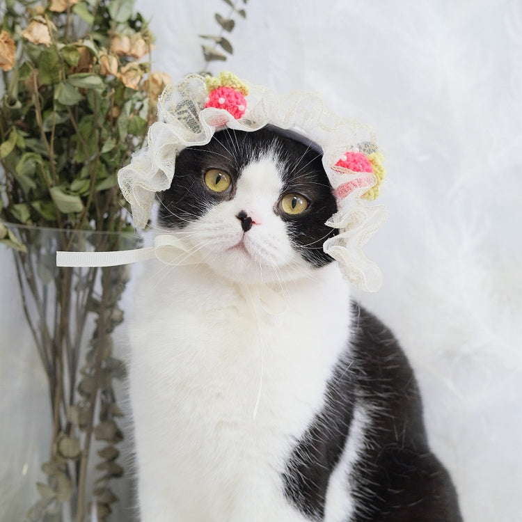 2 PCS Cute Cat Hat Dog Headdress Maid Birthday Hat Lace Headdress Photo Accessories