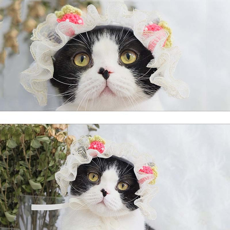 2 PCS Cute Cat Hat Dog Headdress Maid Birthday Hat Lace Headdress Photo Accessories