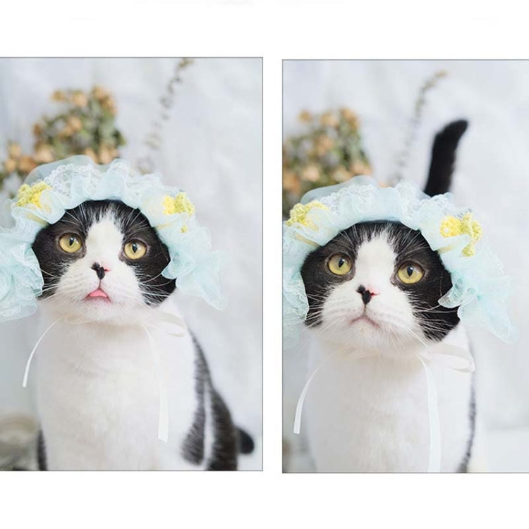 2 PCS Cute Cat Hat Dog Headdress Maid Birthday Hat Lace Headdress Photo Accessories