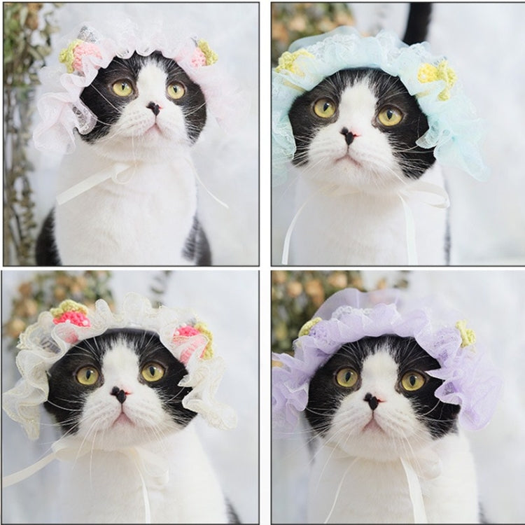 2 PCS Cute Cat Hat Dog Headdress Maid Birthday Hat Lace Headdress Photo Accessories