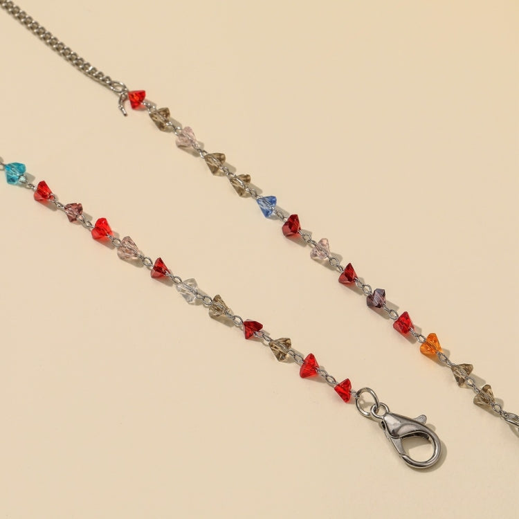 6 PCS Multi-Purpose Necklace Anti-Drop Chain Colorful Triangle Zircon Anti-Lost Masks Glasses Chain