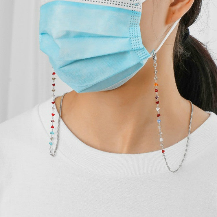 6 PCS Multi-Purpose Necklace Anti-Drop Chain Colorful Triangle Zircon Anti-Lost Masks Glasses Chain