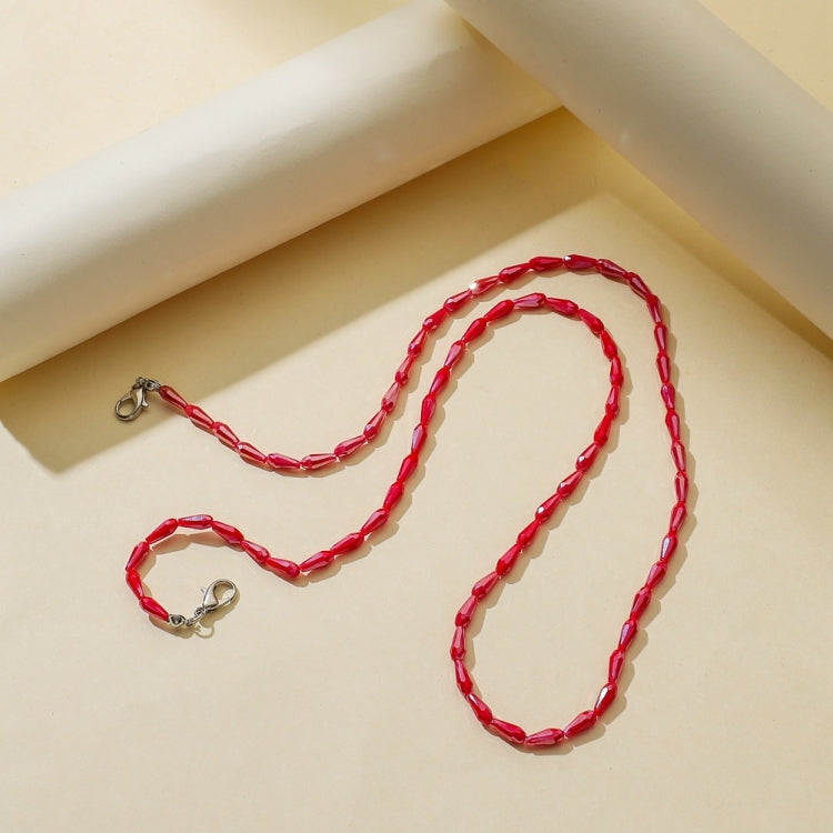 2 PCS Drop Style Faceted Crystal Mask Lanyard Necklace Chain Glasses Chain