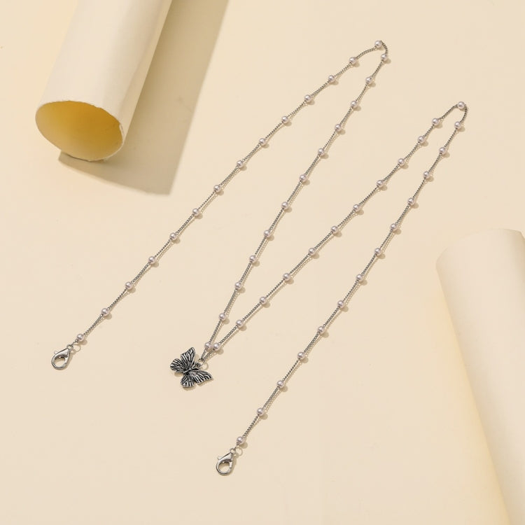 4 PCS Pearl Chain Retro Butterfly Double Layer Multi-Purpose Mask Necklace Chain Glasses Chain