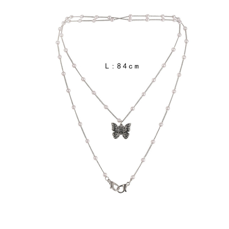 4 PCS Pearl Chain Retro Butterfly Double Layer Multi-Purpose Mask Necklace Chain Glasses Chain