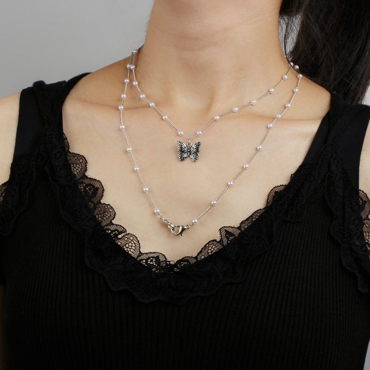 4 PCS Pearl Chain Retro Butterfly Double Layer Multi-Purpose Mask Necklace Chain Glasses Chain
