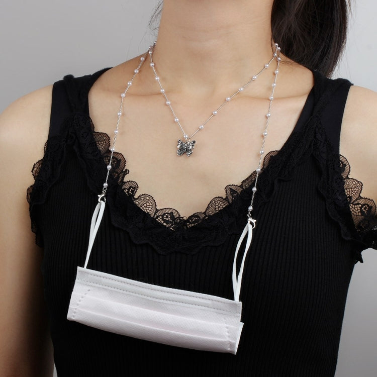 4 PCS Pearl Chain Retro Butterfly Double Layer Multi-Purpose Mask Necklace Chain Glasses Chain