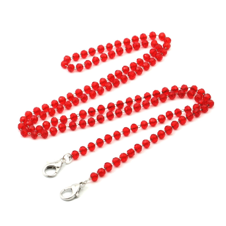 5 PCS Mask Lanyard Handmade Crystal Bead Chain Anti-Drop Hanging Glasses Chain, Color:Red