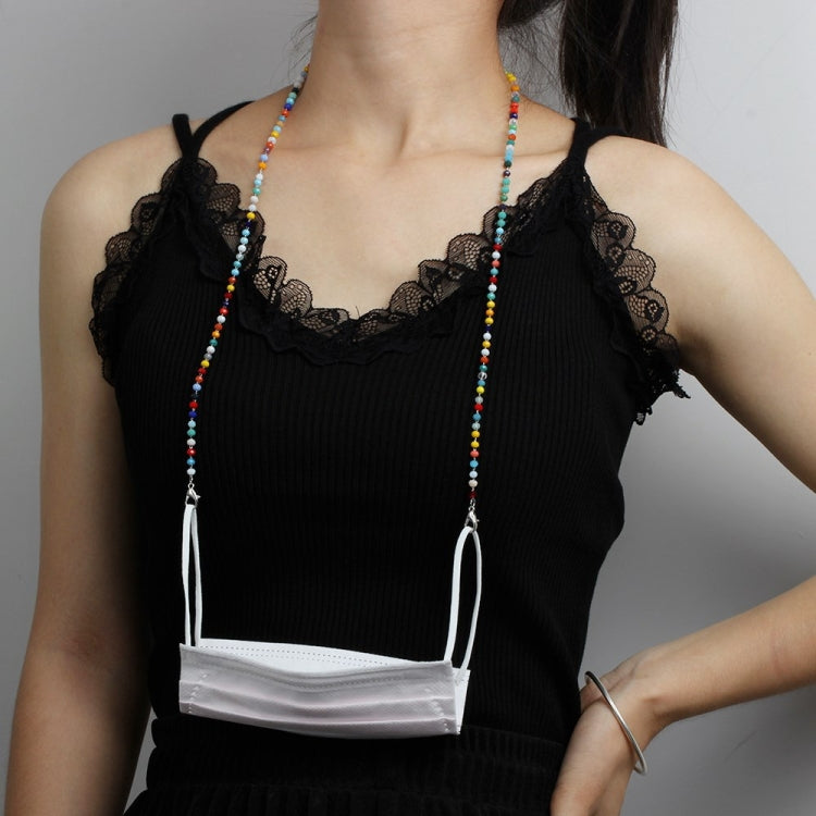 5 PCS Mask Lanyard Handmade Crystal Bead Chain Anti-Drop Hanging Glasses Chain, Color:Red