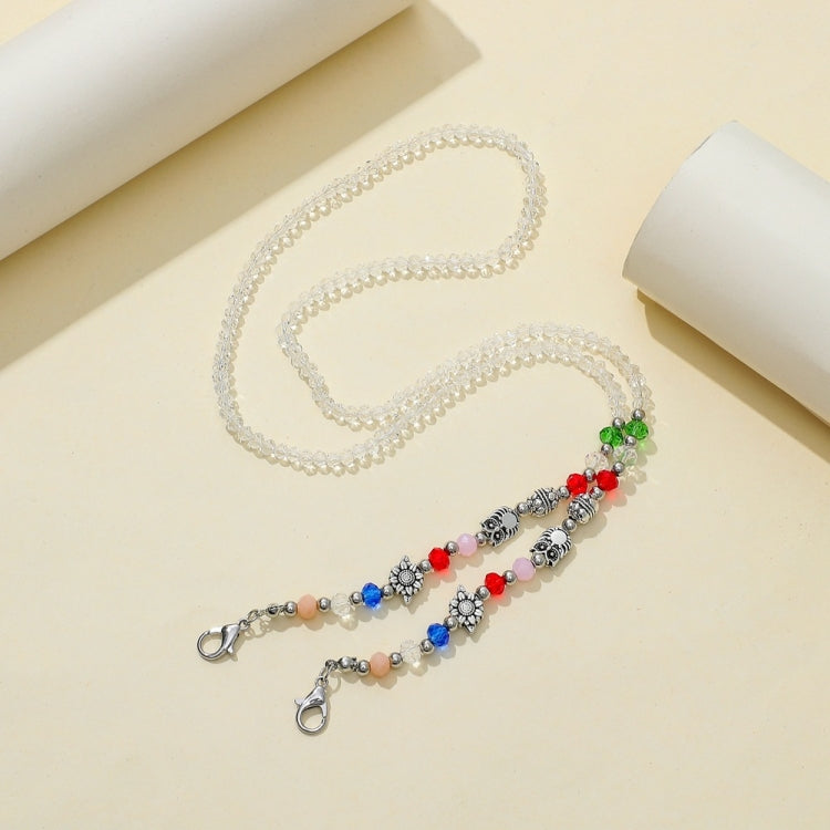 5 PCS Mask Lanyard Necklace Transparent Faceted Bead Retro Anti-Lost Mask Chain