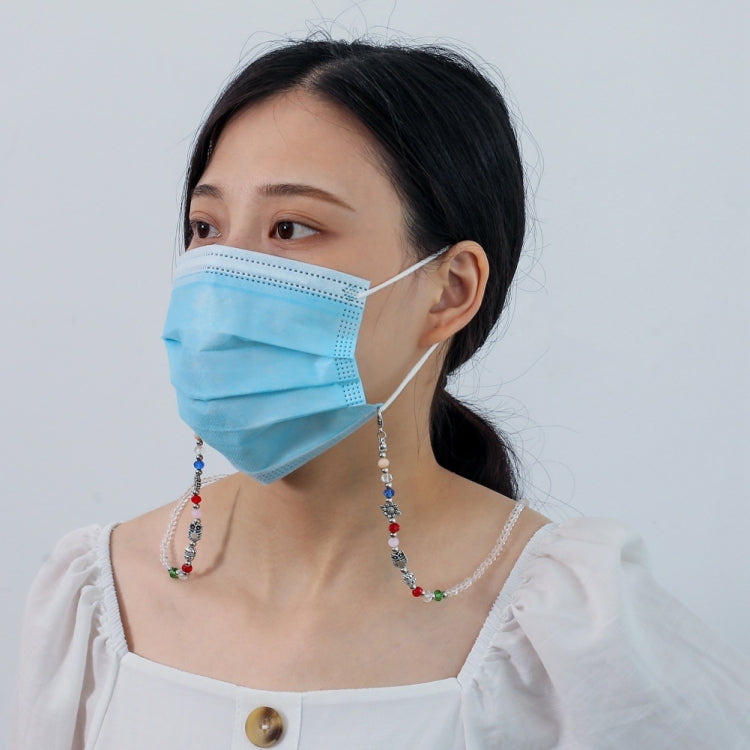 5 PCS Mask Lanyard Necklace Transparent Faceted Bead Retro Anti-Lost Mask Chain