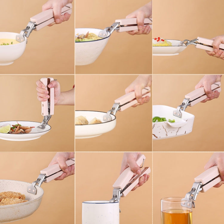 Multifunctional Stainless Steel Non-slip Kitchen Bowl Clamp, Color: Apricot