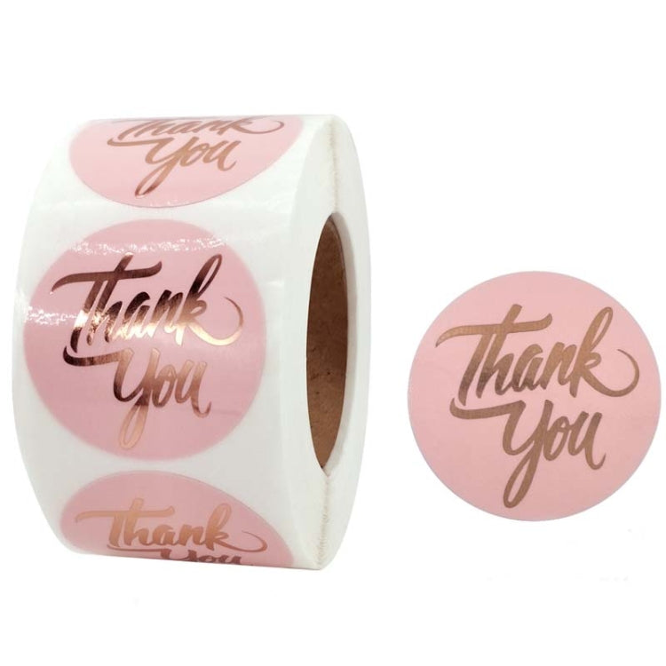 2 PCS Water Pink Hot Stamping Thank You Sticker Envelope Gift Decoration, Size: 3.8cm / 1.5inch