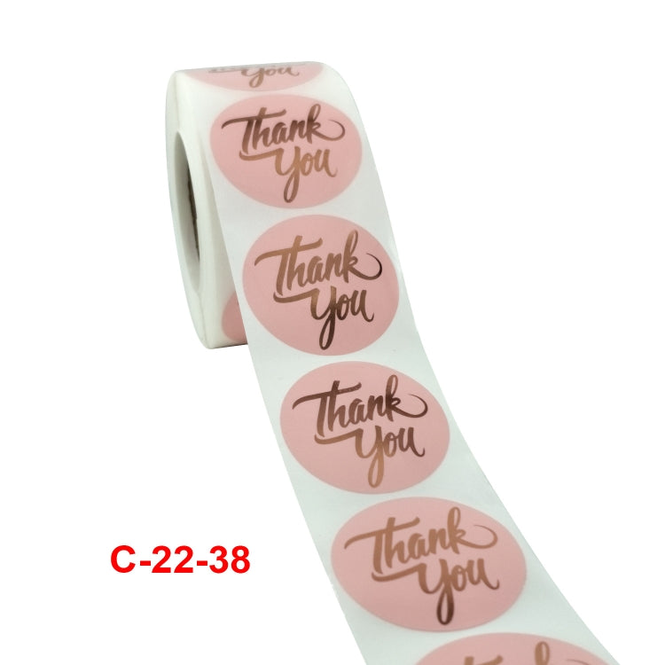 2 PCS Water Pink Hot Stamping Thank You Sticker Envelope Gift Decoration, Size: 3.8cm / 1.5inch