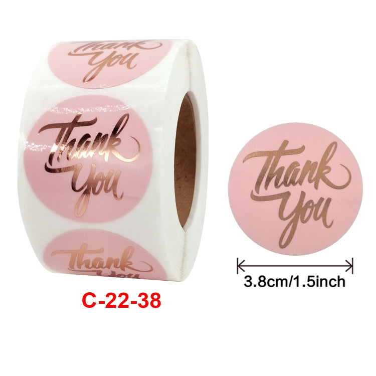 2 PCS Water Pink Hot Stamping Thank You Sticker Envelope Gift Decoration, Size: 3.8cm / 1.5inch