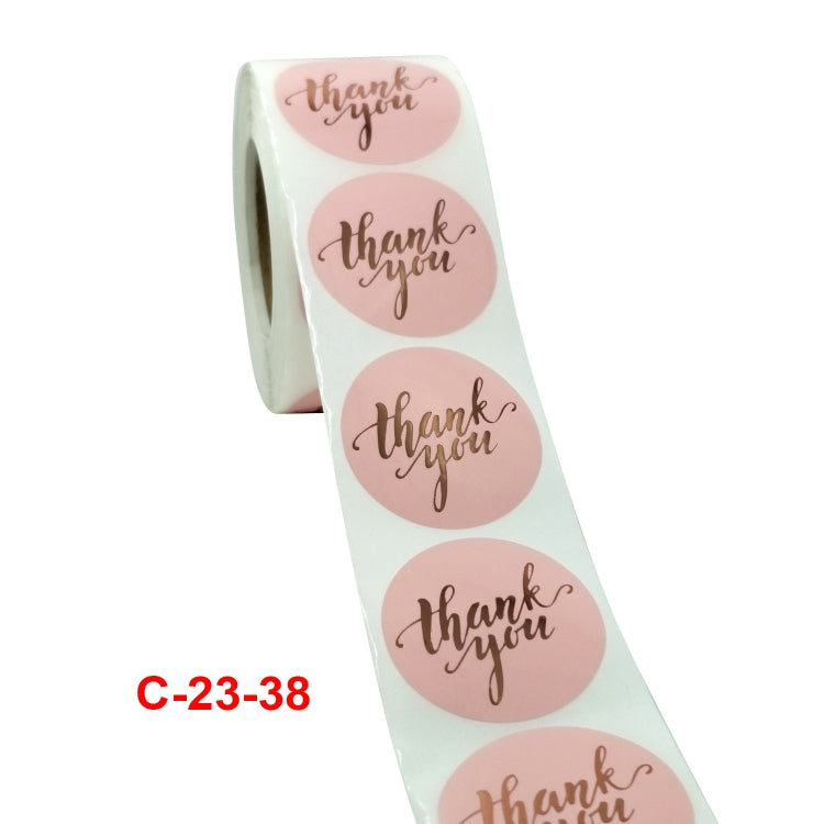 2 PCS Water Pink Hot Stamping Thank You Sticker Envelope Gift Decoration, Size: 3.8cm / 1.5inch