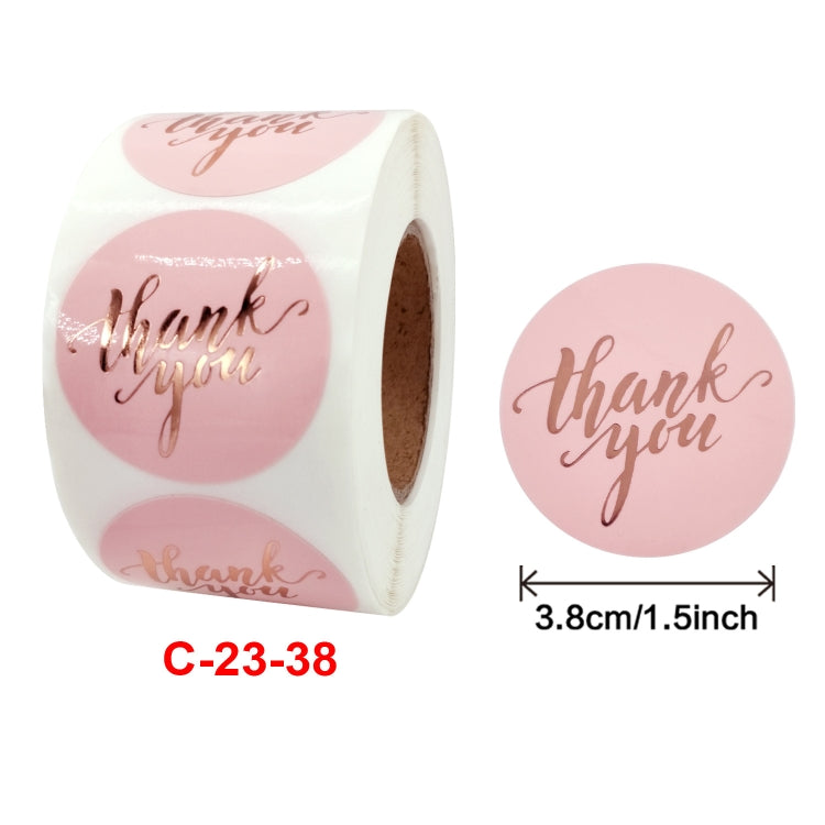 2 PCS Water Pink Hot Stamping Thank You Sticker Envelope Gift Decoration, Size: 3.8cm / 1.5inch