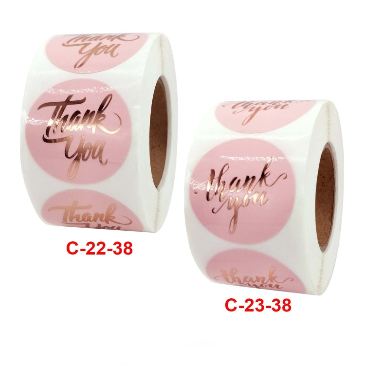 2 PCS Water Pink Hot Stamping Thank You Sticker Envelope Gift Decoration, Size: 3.8cm / 1.5inch