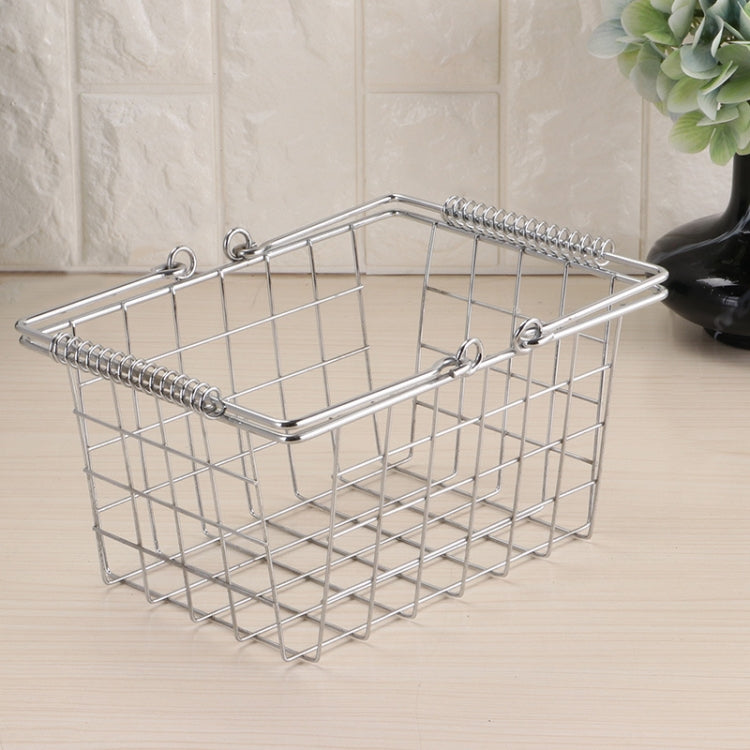 Iron Art Spring Hand Basket Basket Household Bath Laundry Kitchen Basket , Size:Small: 23x17x13 cm