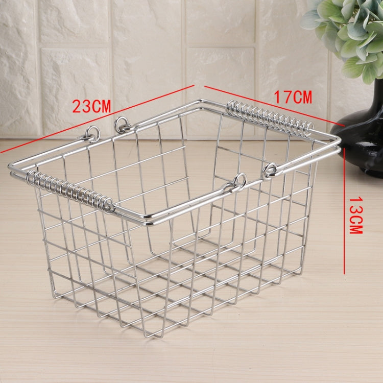 Iron Art Spring Hand Basket Basket Household Bath Laundry Kitchen Basket , Size:Small: 23x17x13 cm