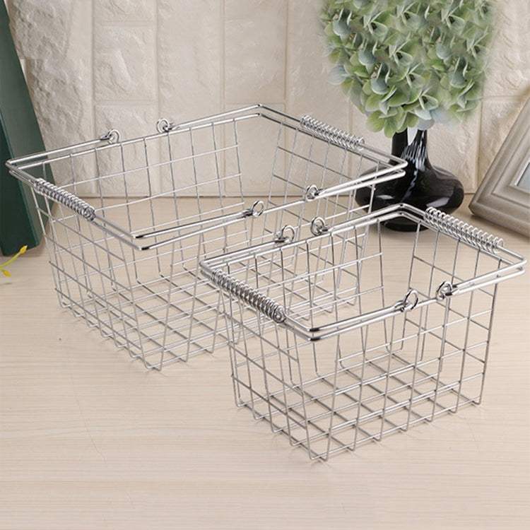 Iron Art Spring Hand Basket Basket Household Bath Laundry Kitchen Basket , Size:Small: 23x17x13 cm