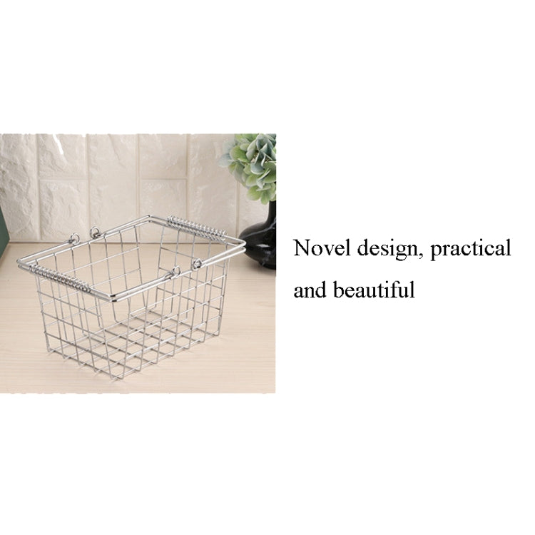 Iron Art Spring Hand Basket Basket Household Bath Laundry Kitchen Basket , Size:Small: 23x17x13 cm